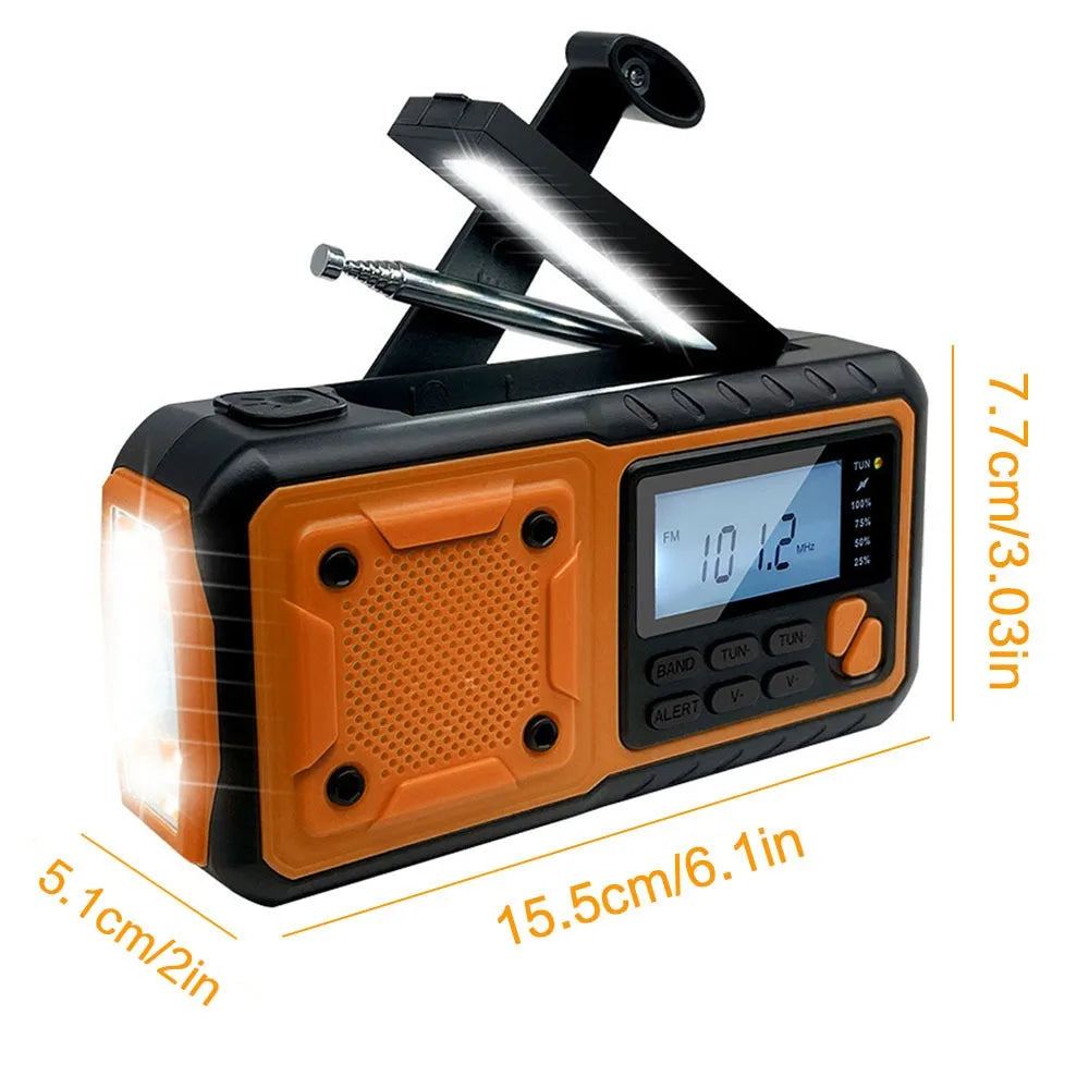 4000mAh Solar-Notfallradio mit Handkurbel – AM/FM Wetterradio, LED-Leselampe und Handy-Ladegerät