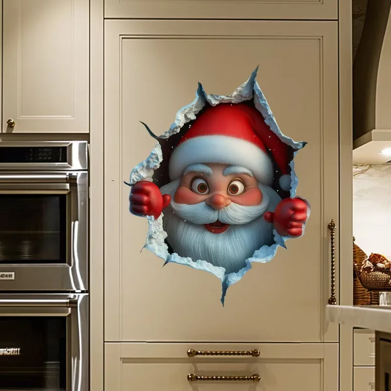 3D-Weihnachtsmann-Aufkleber für die Feiertage Wanddekoration