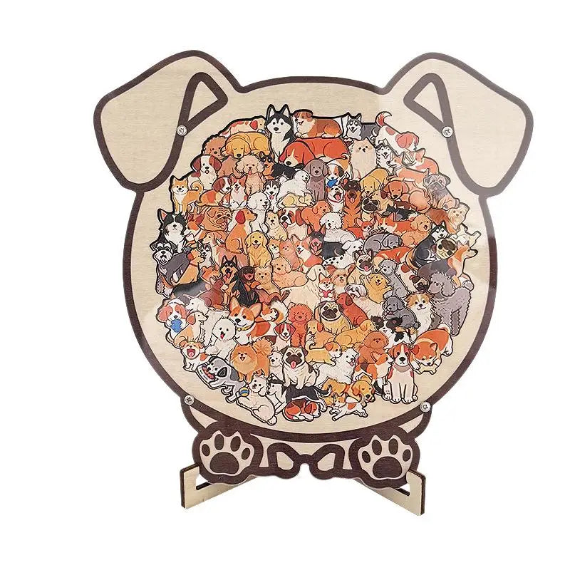 Katzen- oder hundeförmiges Holz-Puzzle