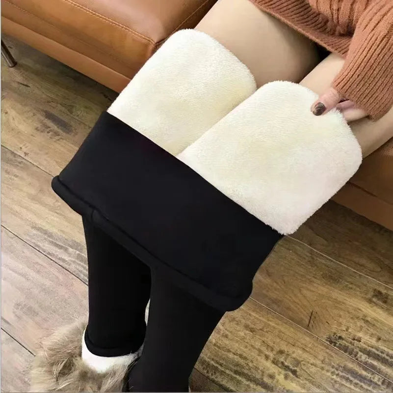 Damen Thermo-Leggings Lammkaschmir Gefüttert & Figurformend High Waist & Booty-Lifting Effekt