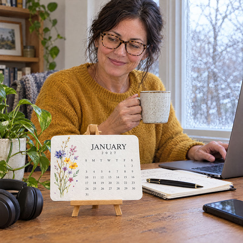 Pflanzbarer Samenpapier-Kalender 2027 | 12 Monate voller Blütenfreude
