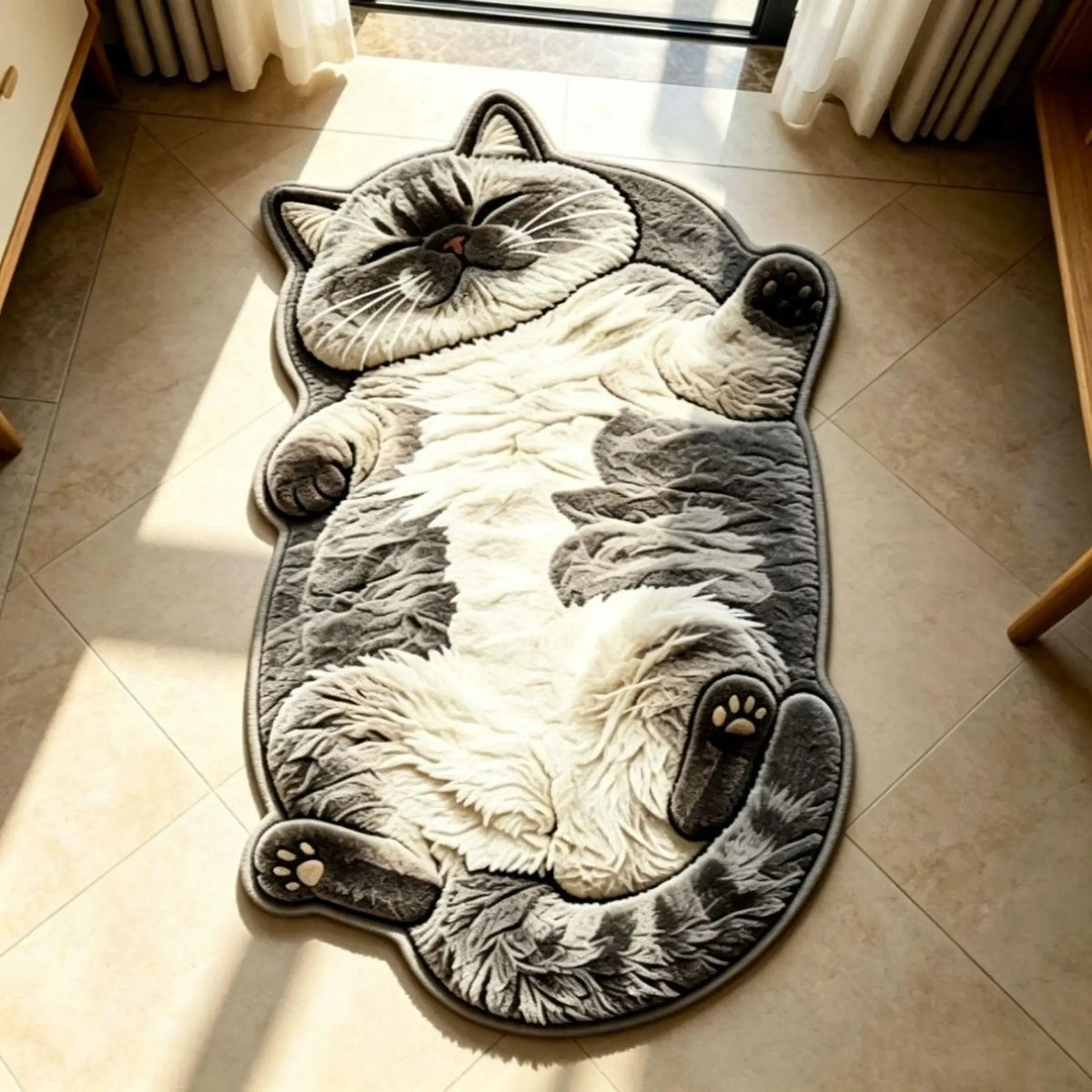 Katzenförmiger Teppich Chubby Tabby