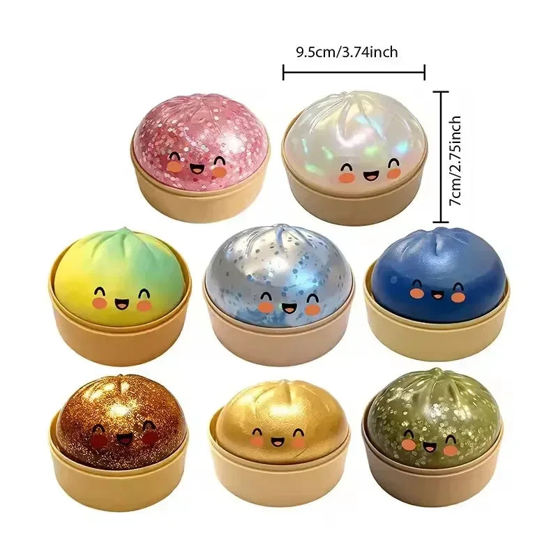 Dumpling Squishy Toy – Slow Rise Stressabbau Squeeze | Dämpfer-Käfig Design | 12 sammelbare Stile