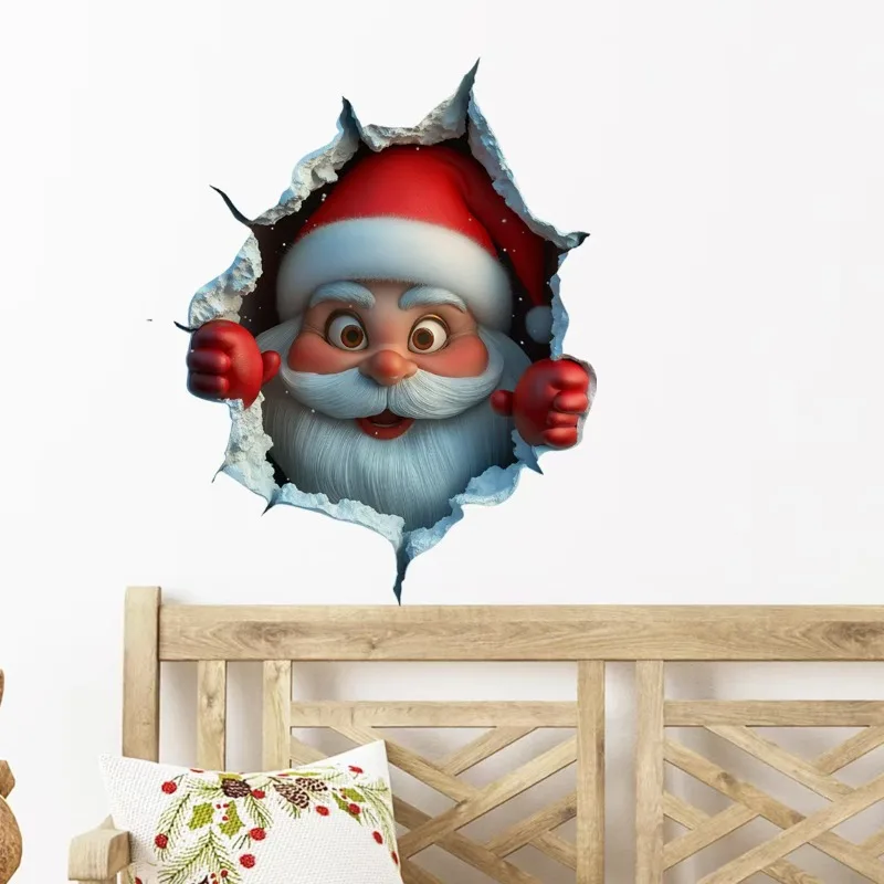 3D-Weihnachtsmann-Aufkleber für die Feiertage Wanddekoration
