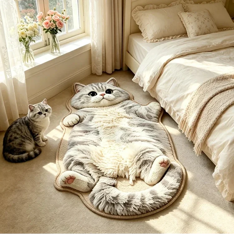 Katzenförmiger Teppich Chubby Tabby
