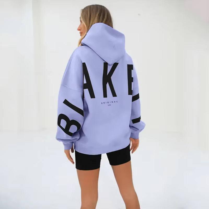 Damen Oversized Hoodie mit Rückenprint und Langarm