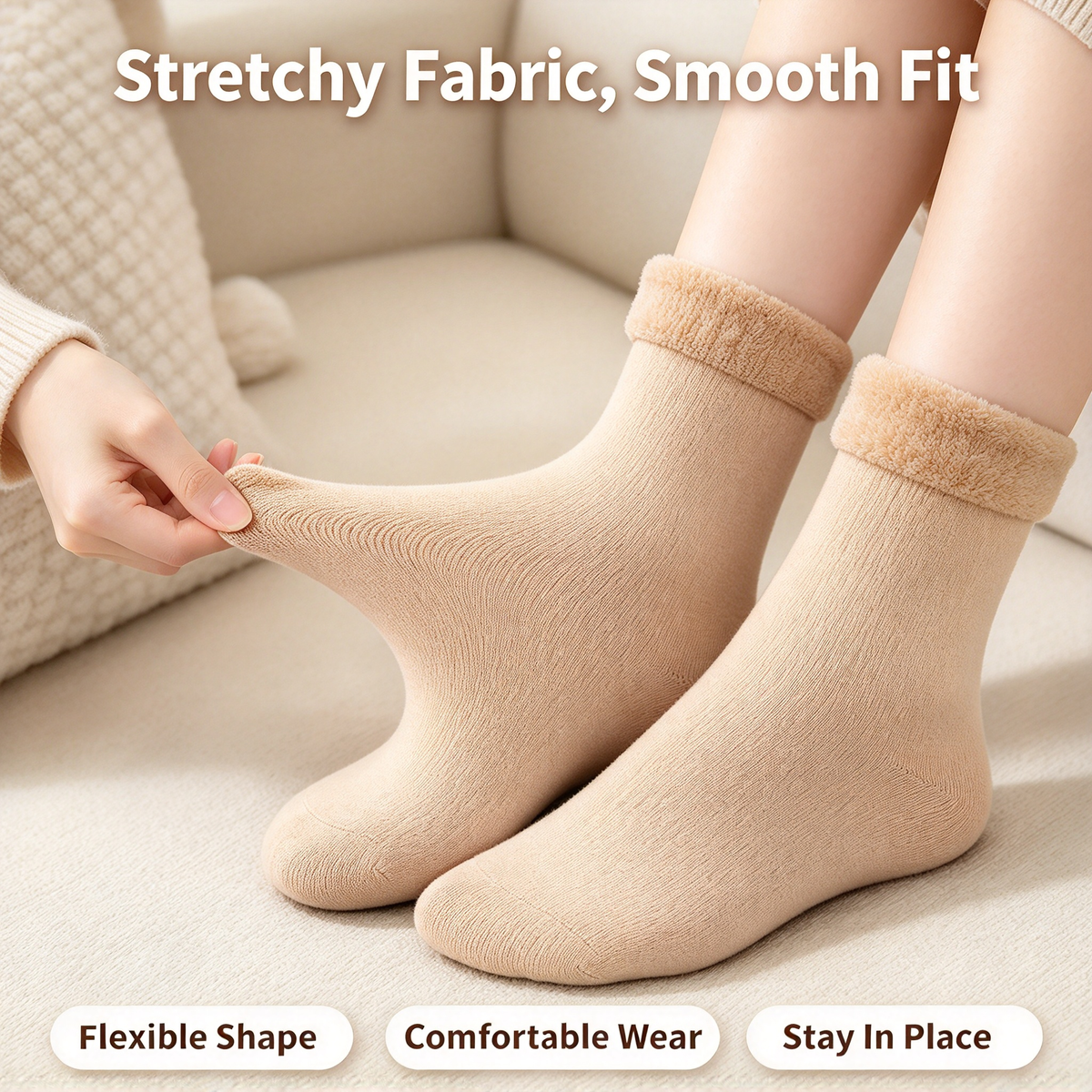 Damen Heavyweight Fuzzy Geschlossene Schnell-Wärmende Unterwäsche Socken