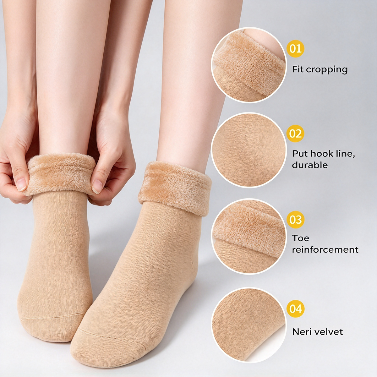 Damen Heavyweight Fuzzy Geschlossene Schnell-Wärmende Unterwäsche Socken