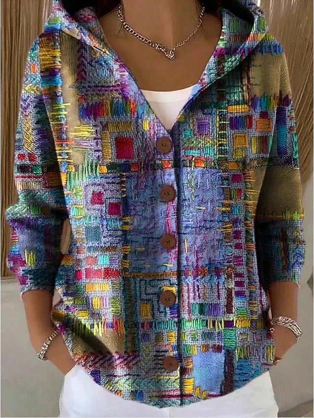 Elegant Button Hooded Sweater