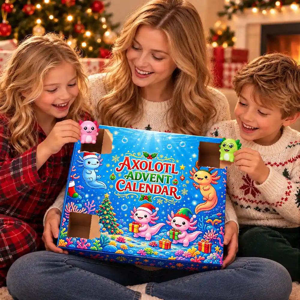 Squishy Axolotl Geschenk für Kinder - Winter Weihnachts-Countdown Adventskalender