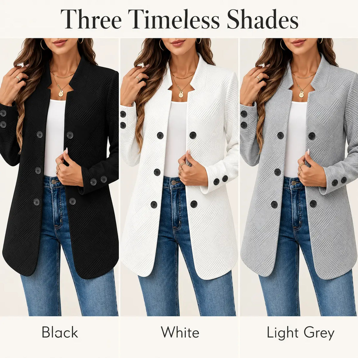 Damen Langarm Blazer Freizeitjacke mit Tasche