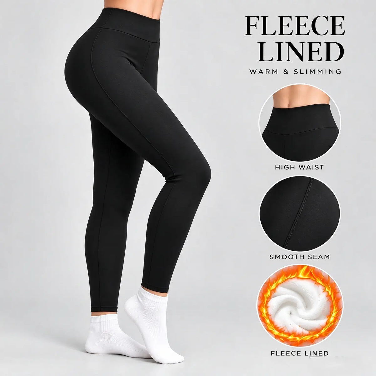 Damen High Waist Fleece-gefütterte Thermohose