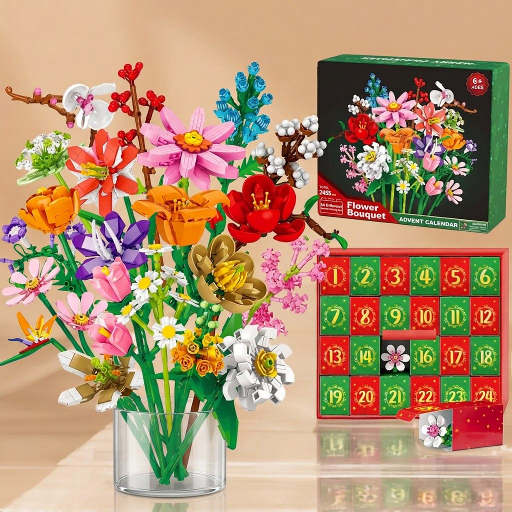 Weihnachts-Bausteine Blumenstrauß Adventskalender