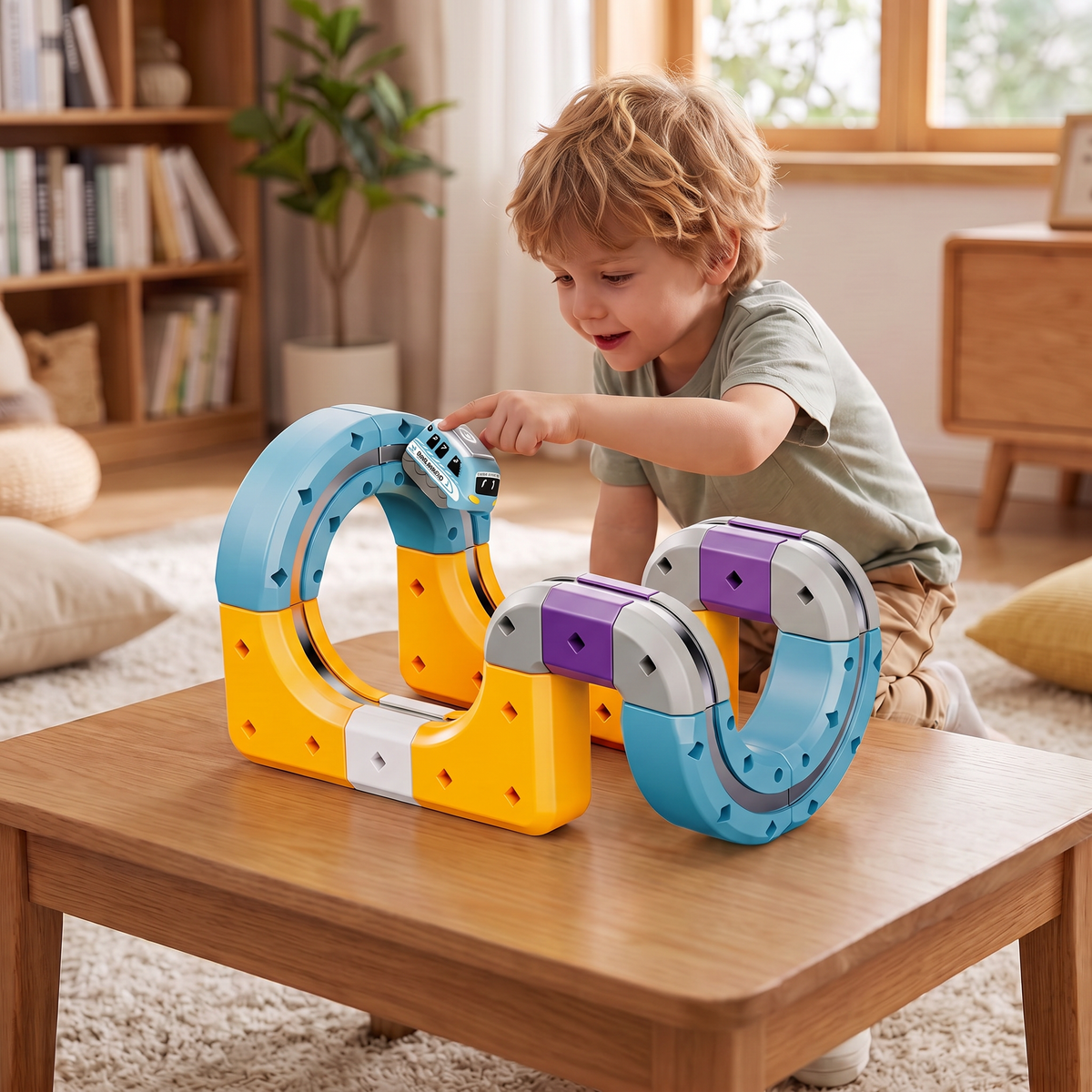 DIY Schwerkraft-Würfel-Bahn-Bauset mit Elektrozug