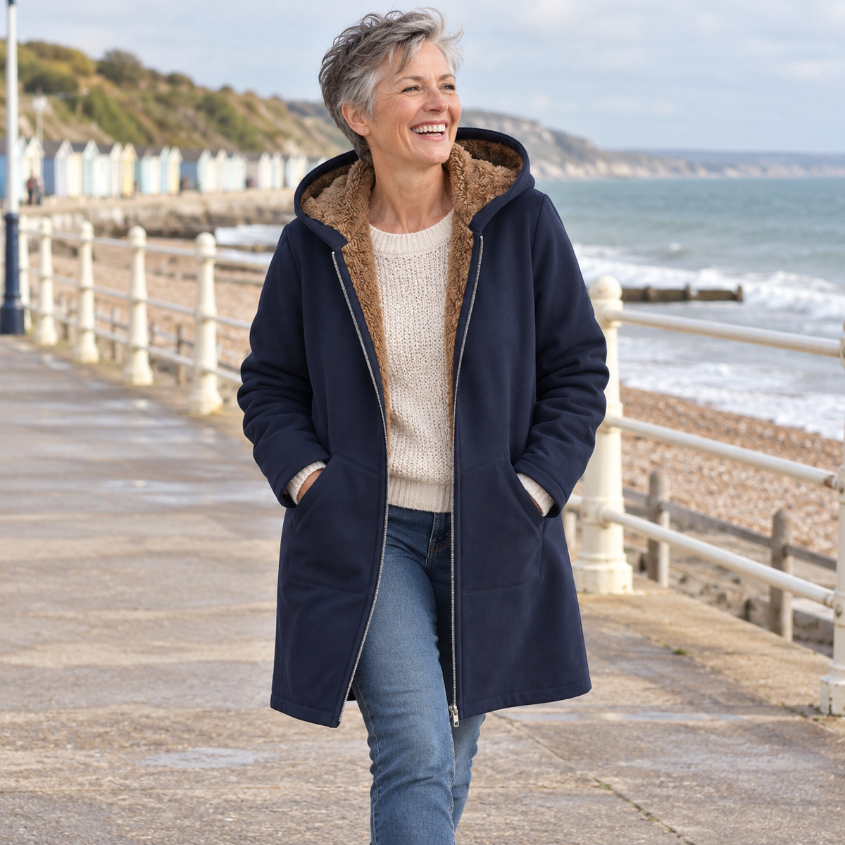 Warmer Kapuzenmantel mit weichem Sherpa-Futter