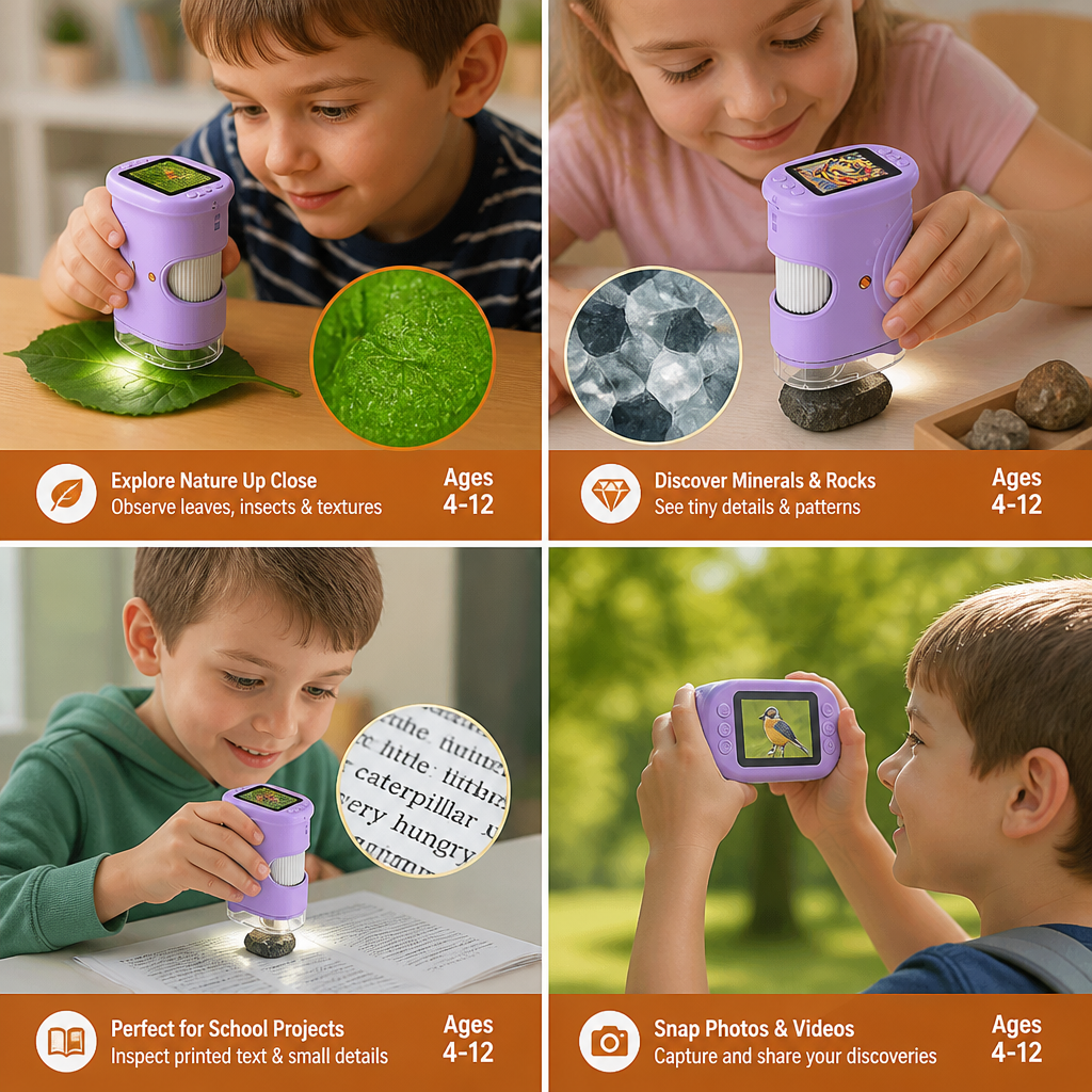 2-in-1 Digitales Mikroskop & Teleskop für Kinder mit Foto- und Videokamera