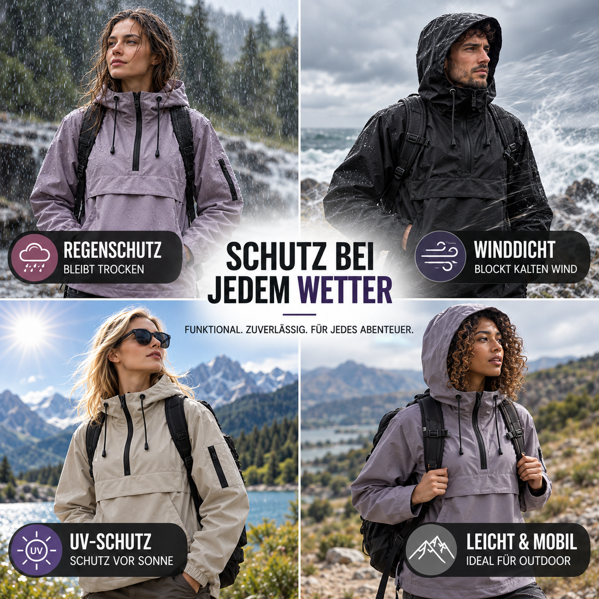 Camp Basel | StormShield Parka Wasserdichter Allwetter-Mantel mit Kapuze