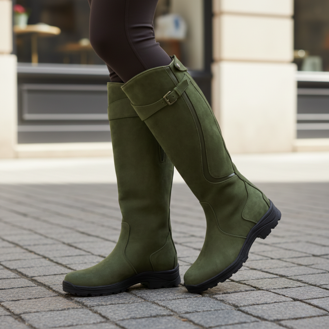 Wasserdichte kniehohe Stiefel mit verstellbarem Schnallenriemen