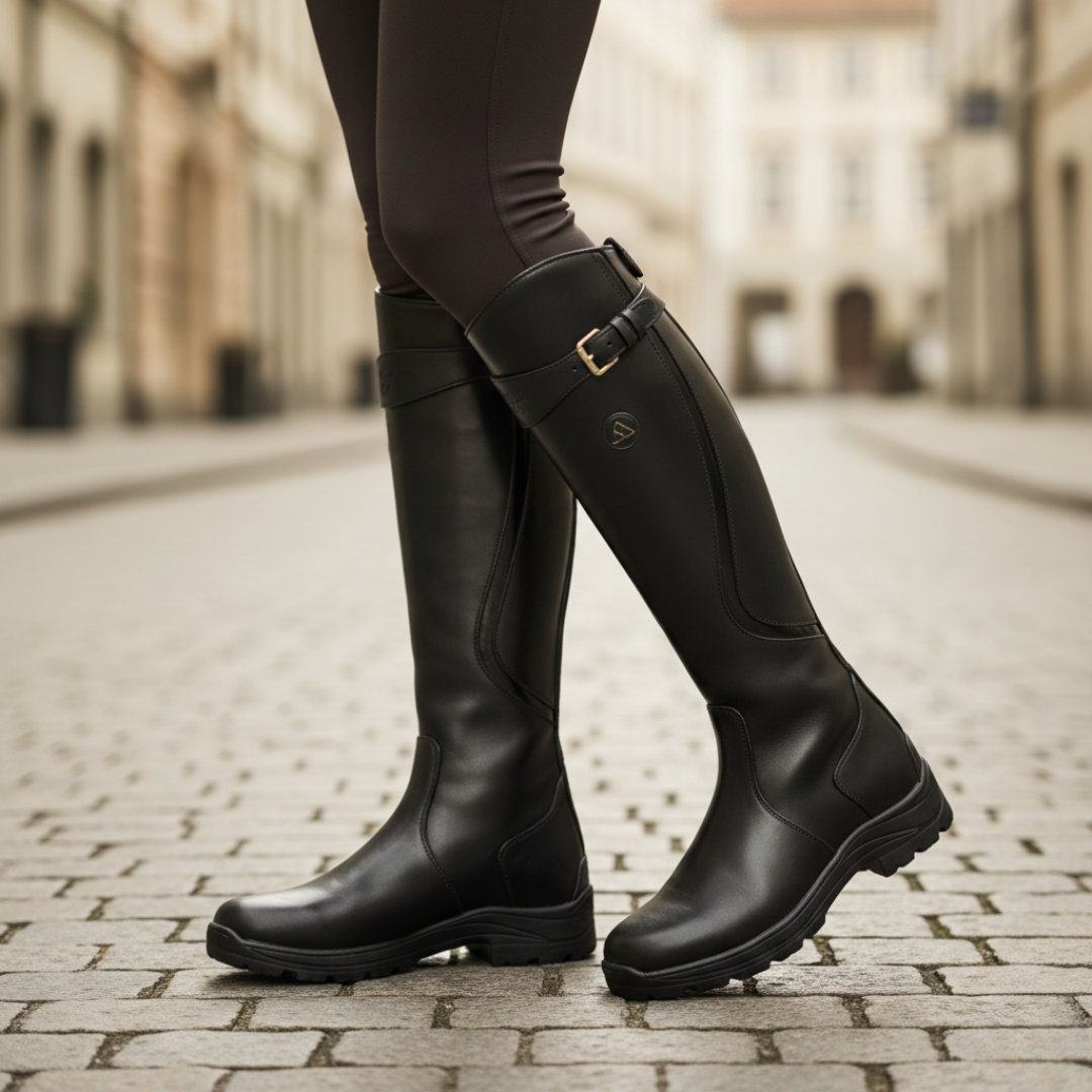 Wasserdichte kniehohe Stiefel mit verstellbarem Schnallenriemen