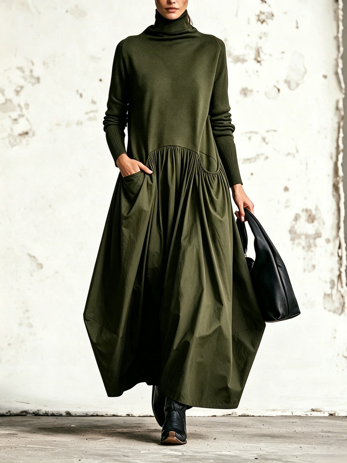 Maxi Oversized Kleid mit Hochkragen