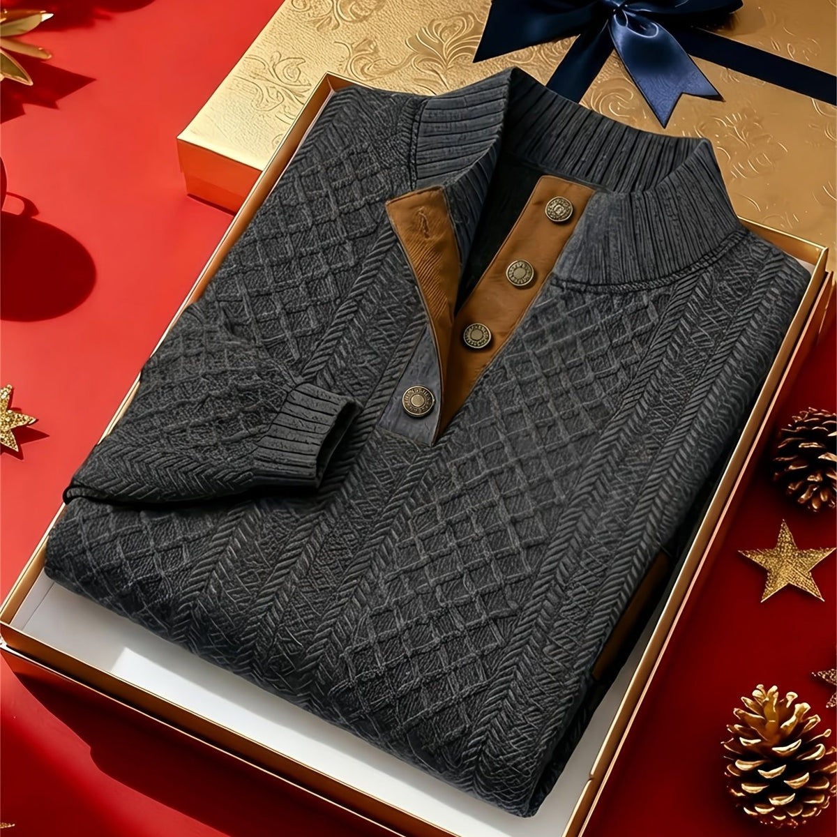 Strukturierter Pullover mit Stehkragen