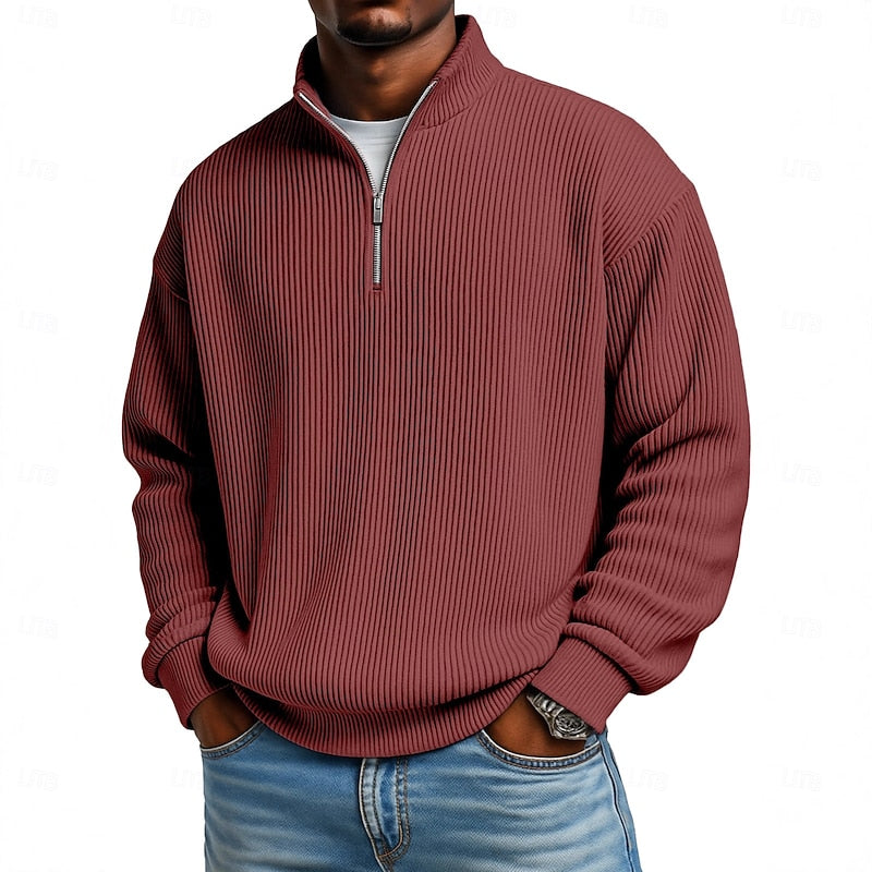Harlan Gerippter Pullover mit Reißverschluss