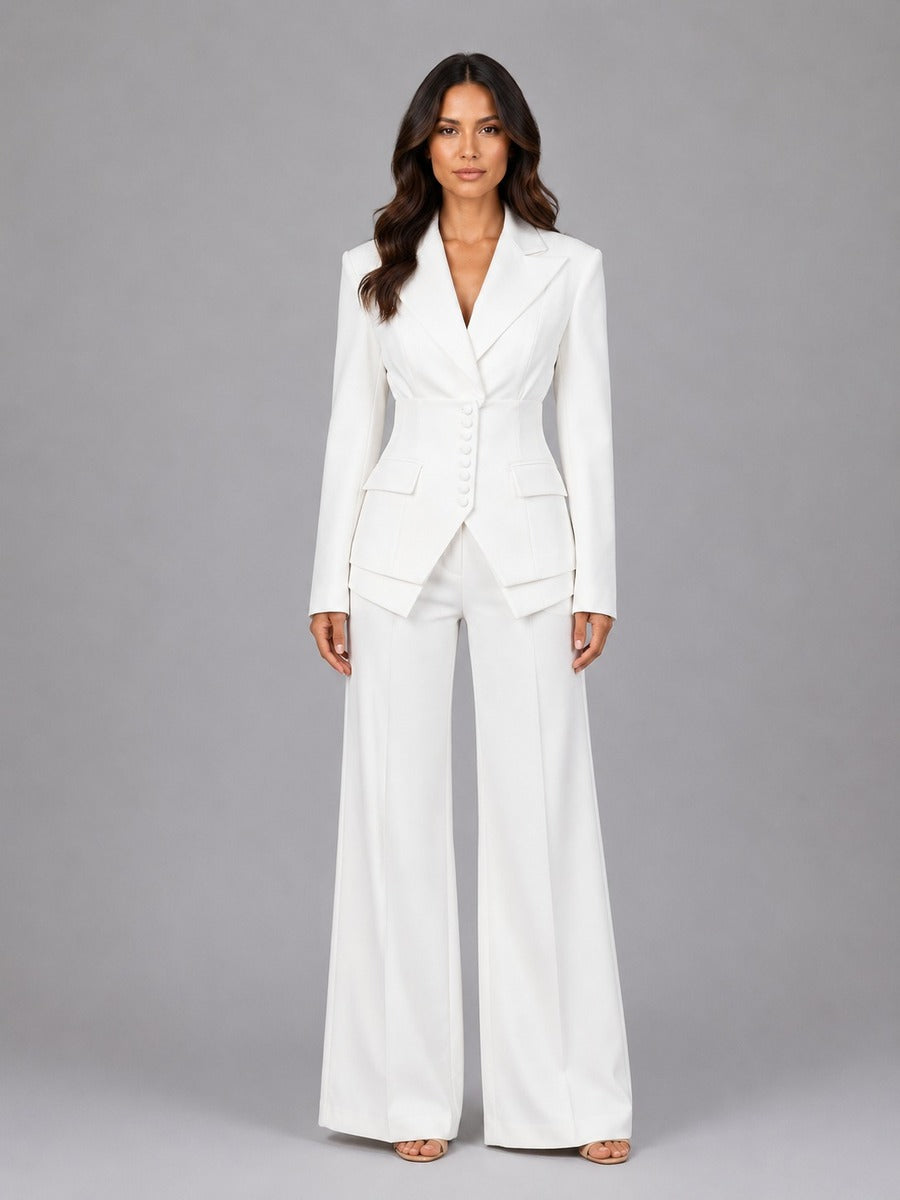 Anselma | Zweiteiliges Set mit Blazer mit betonter Taille und Palazzo-Hose