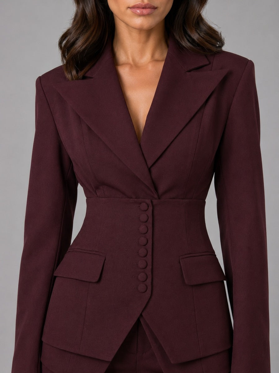 Anselma | Zweiteiliges Set mit Blazer mit betonter Taille und Palazzo-Hose