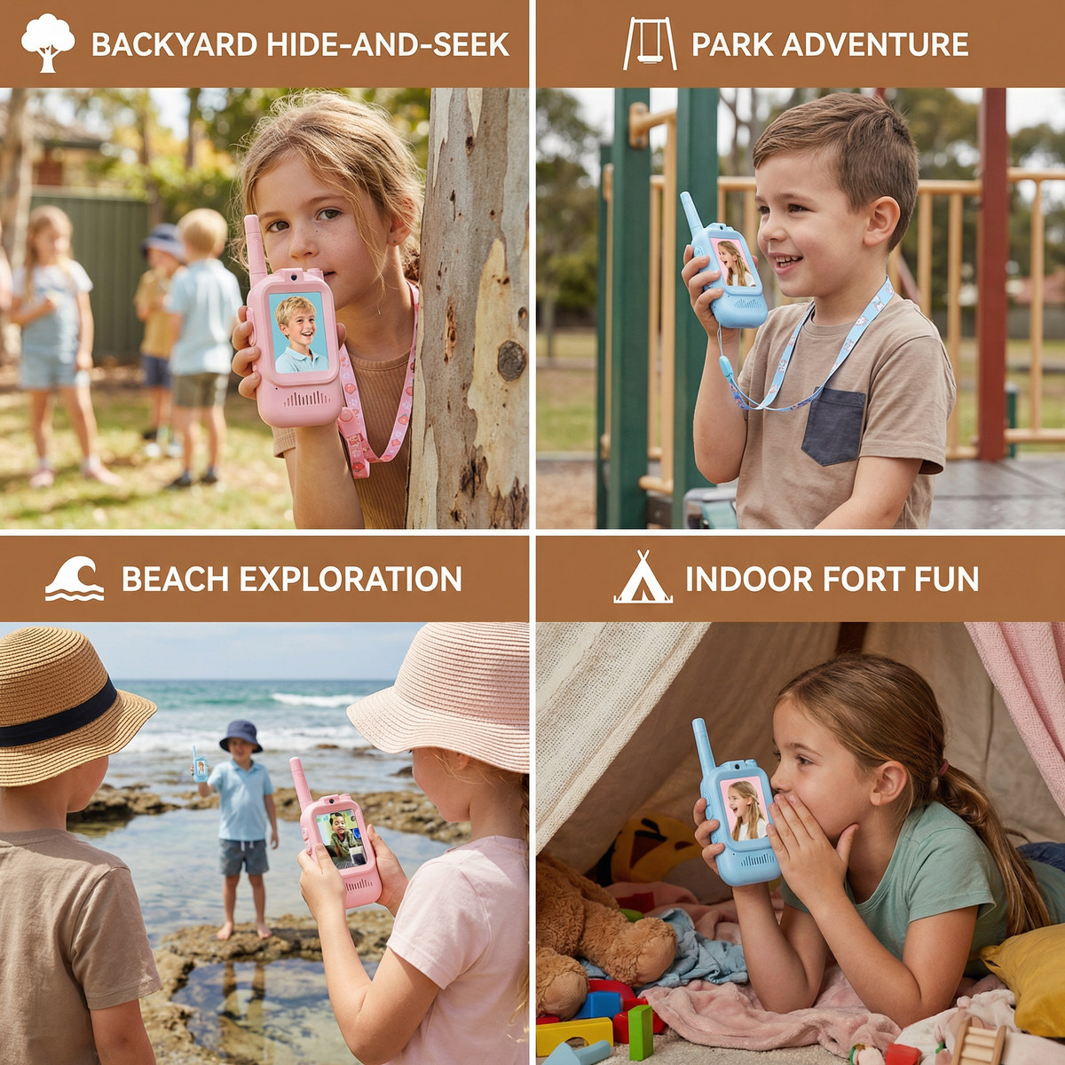 Kinder Video Walkie-Talkie 2er-Pack – Funkgeräte mit Kamera & Bildschirm