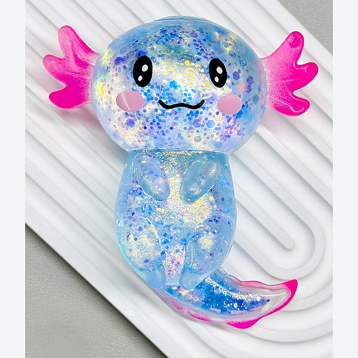 Axolotl Squishy 4er-Pack, langsam aufgehende Glitzer-Stressspielzeuge