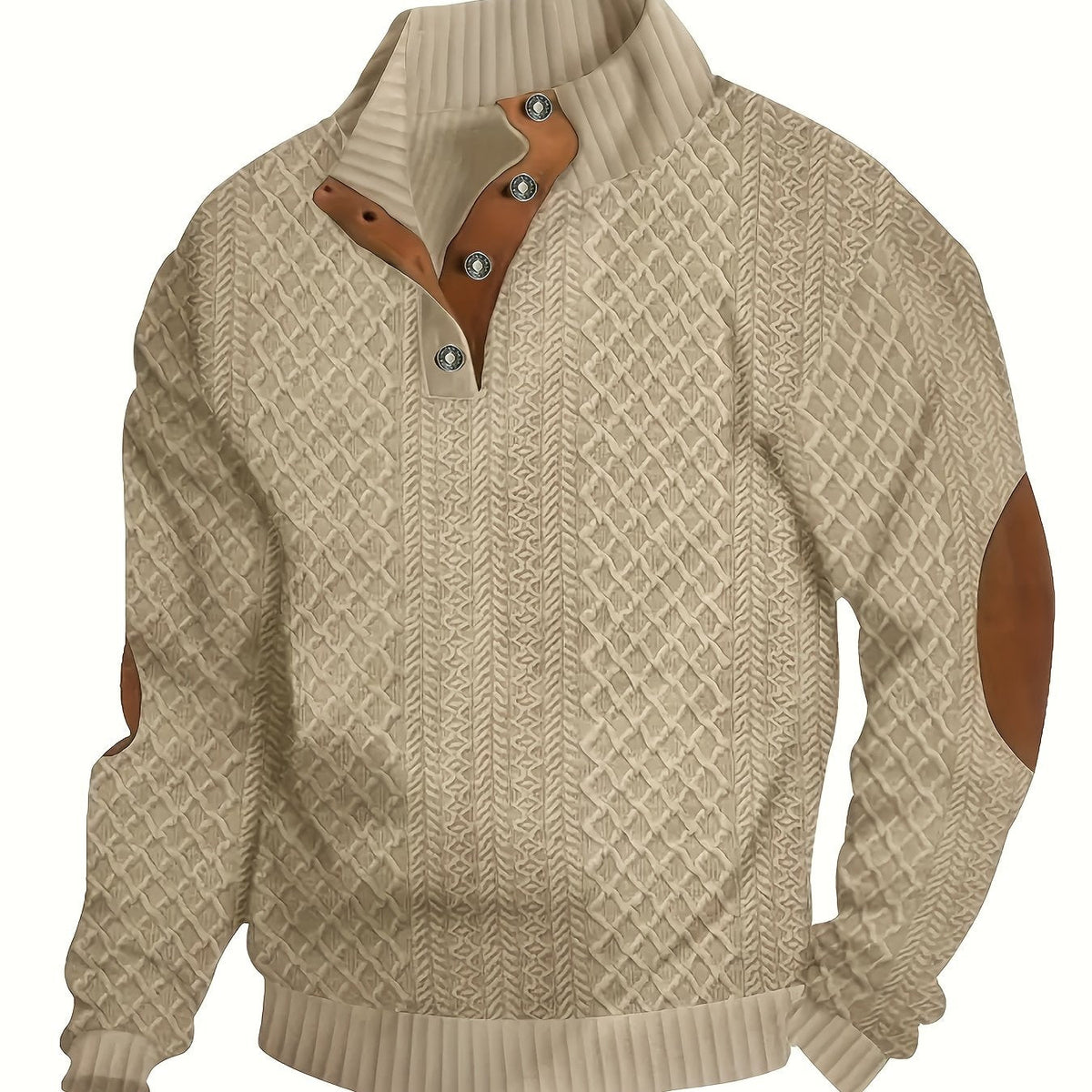 Pullover mit Stehkragen und Knopfleiste im Henley-Stil