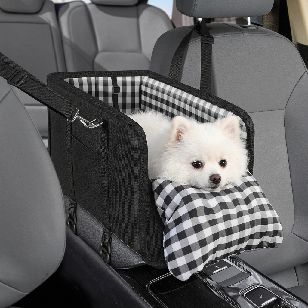 Sichere Auto-Transportbox für kleine Hunde & Katzen mit Sicherheitsleine & rutschfester Basis