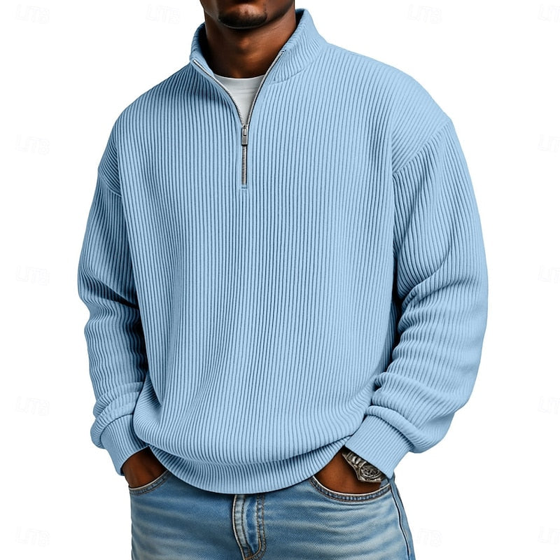 Harlan Gerippter Pullover mit Reißverschluss