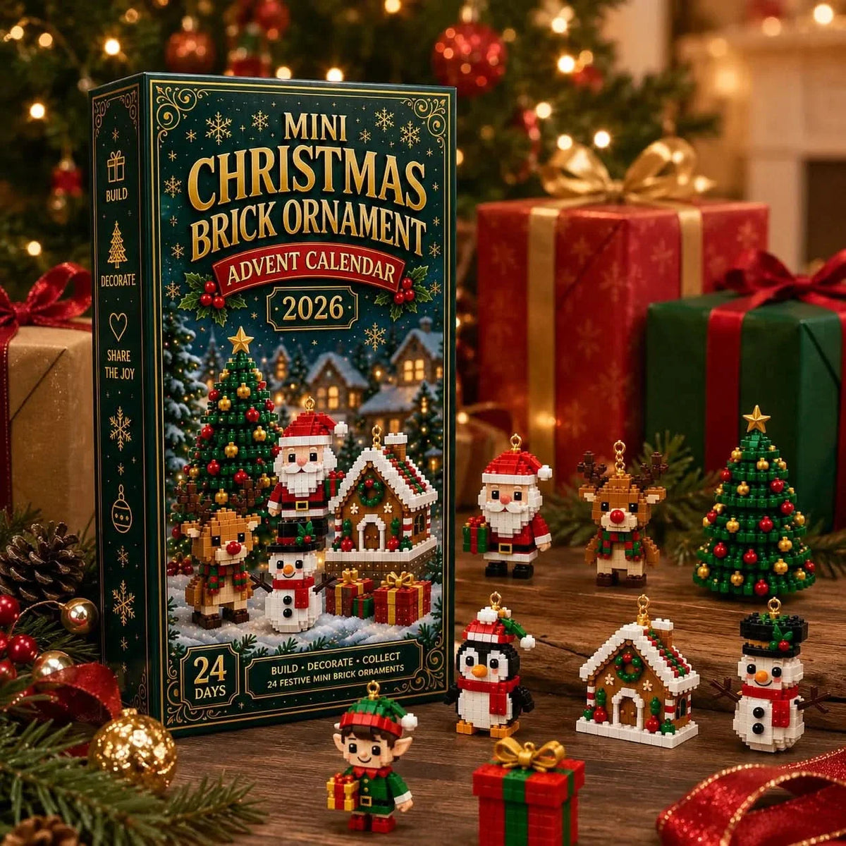 Baubarer Weihnachts-Baustein-Ornament Adventskalender