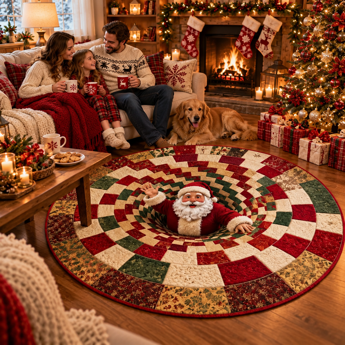 3D-Wirbelquilted Weihnachtsteppich