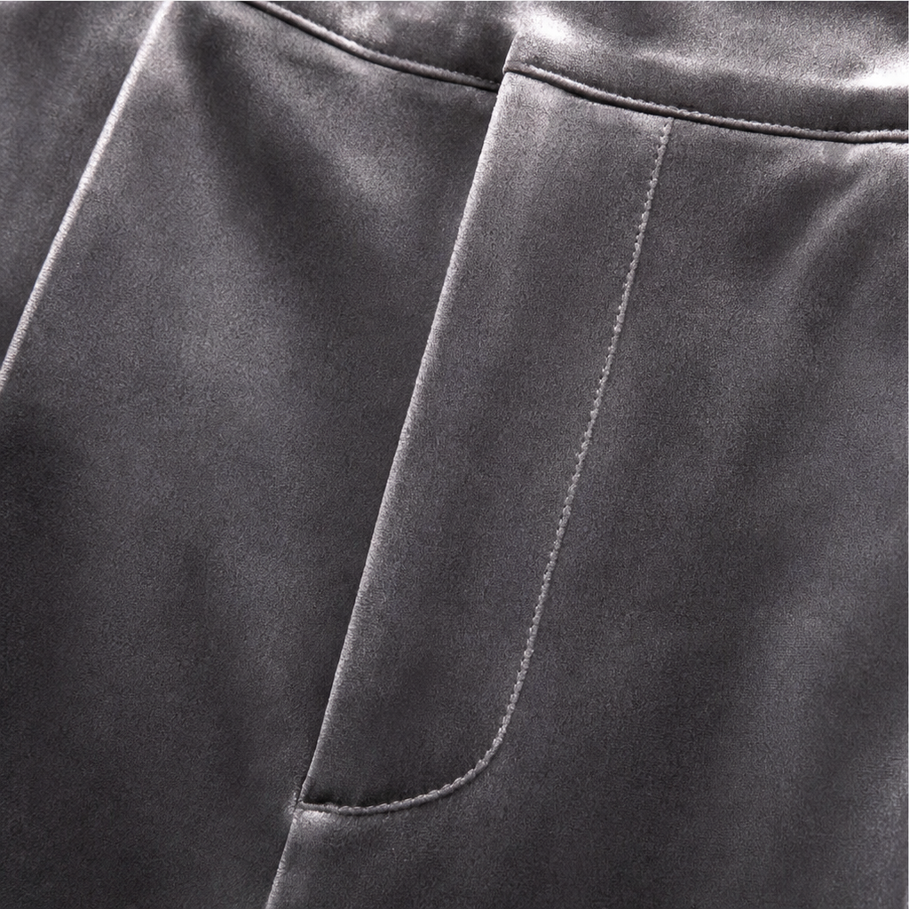 Samt-Hose mit hoher Taille und weitem Bein