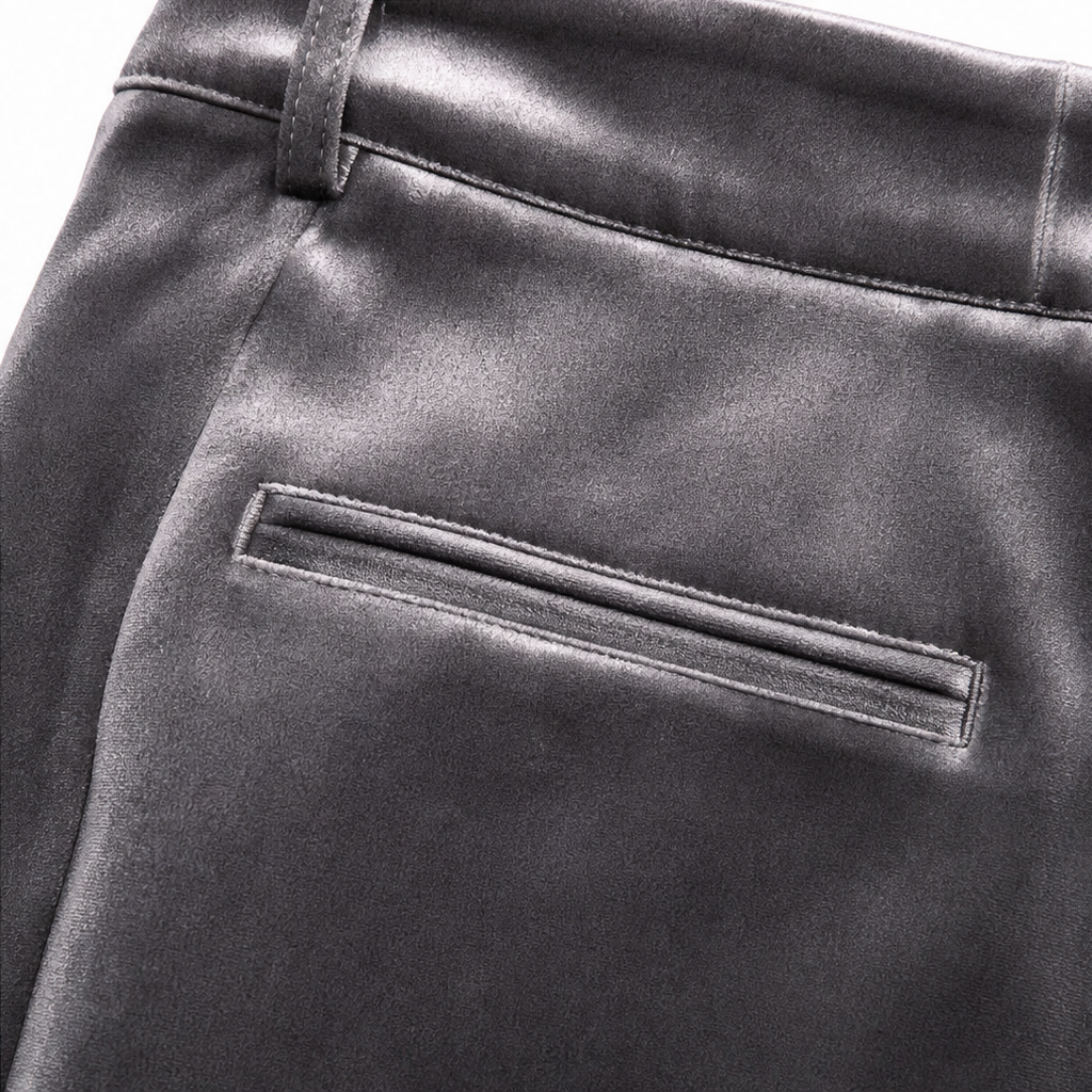 Samt-Hose mit hoher Taille und weitem Bein
