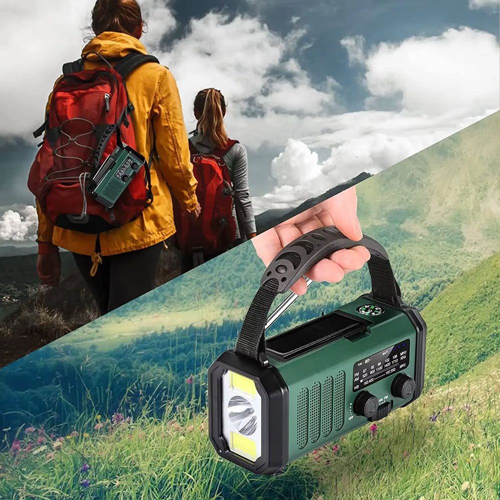 Kurbelradio mit Solarladung und LED-Taschenlampe