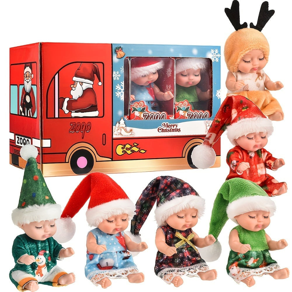 Mini Reborn Babypuppen, Weihnachtsset mit 6 Stück