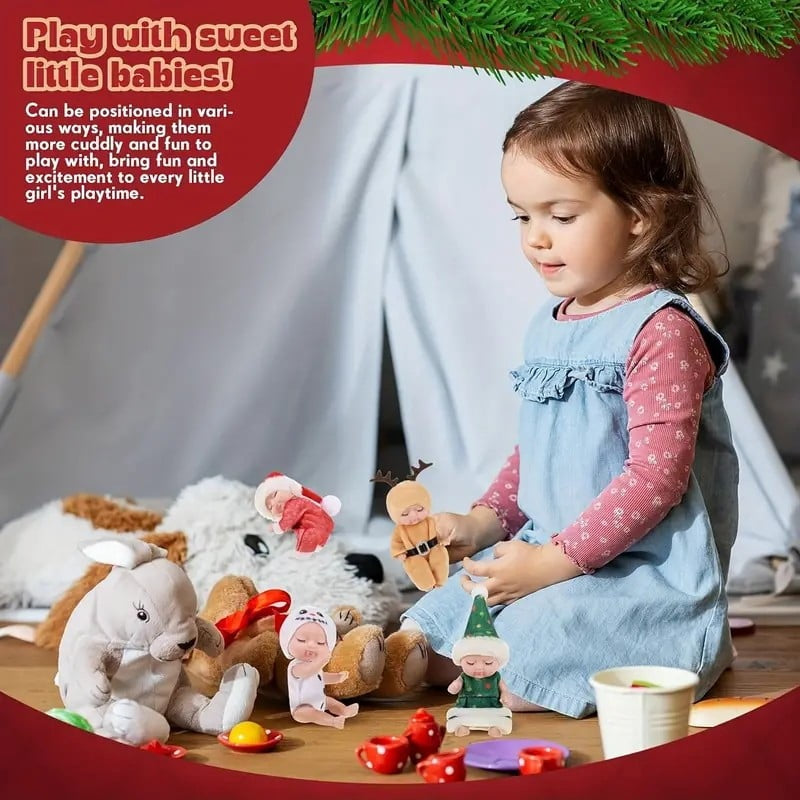 Mini Reborn Babypuppen, Weihnachtsset mit 6 Stück