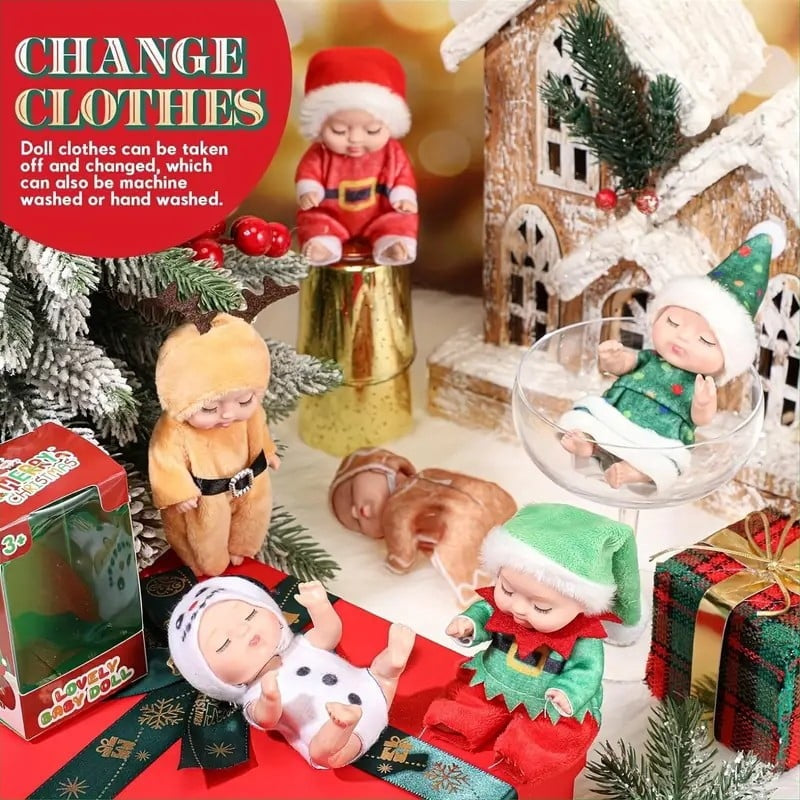 Mini Reborn Babypuppen, Weihnachtsset mit 6 Stück