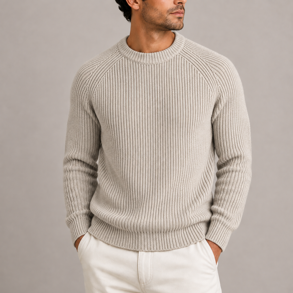 Herren Heavyweight Fisherman Rib Knit Pullover