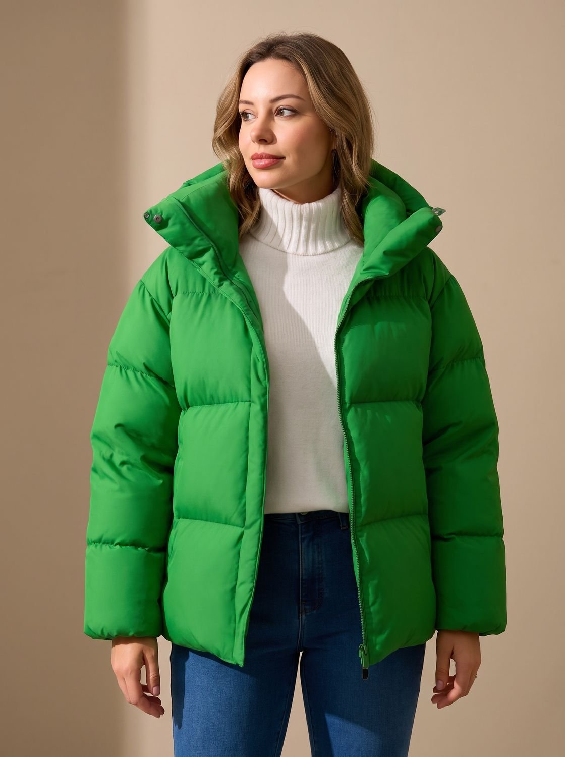 Damen Daunenjacke Oversized Winterjacke mit Kapuze