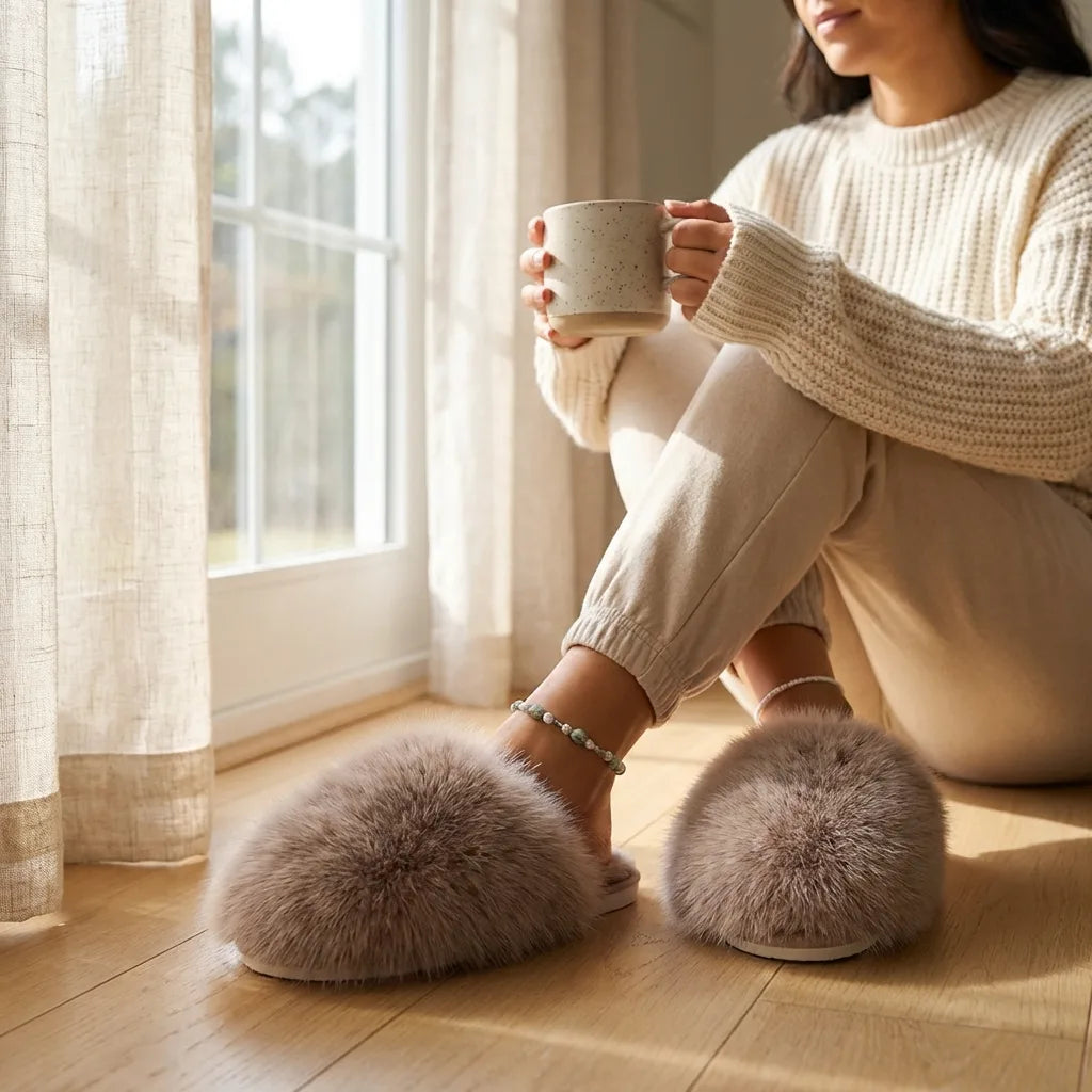 Flauschige Hausschuhe