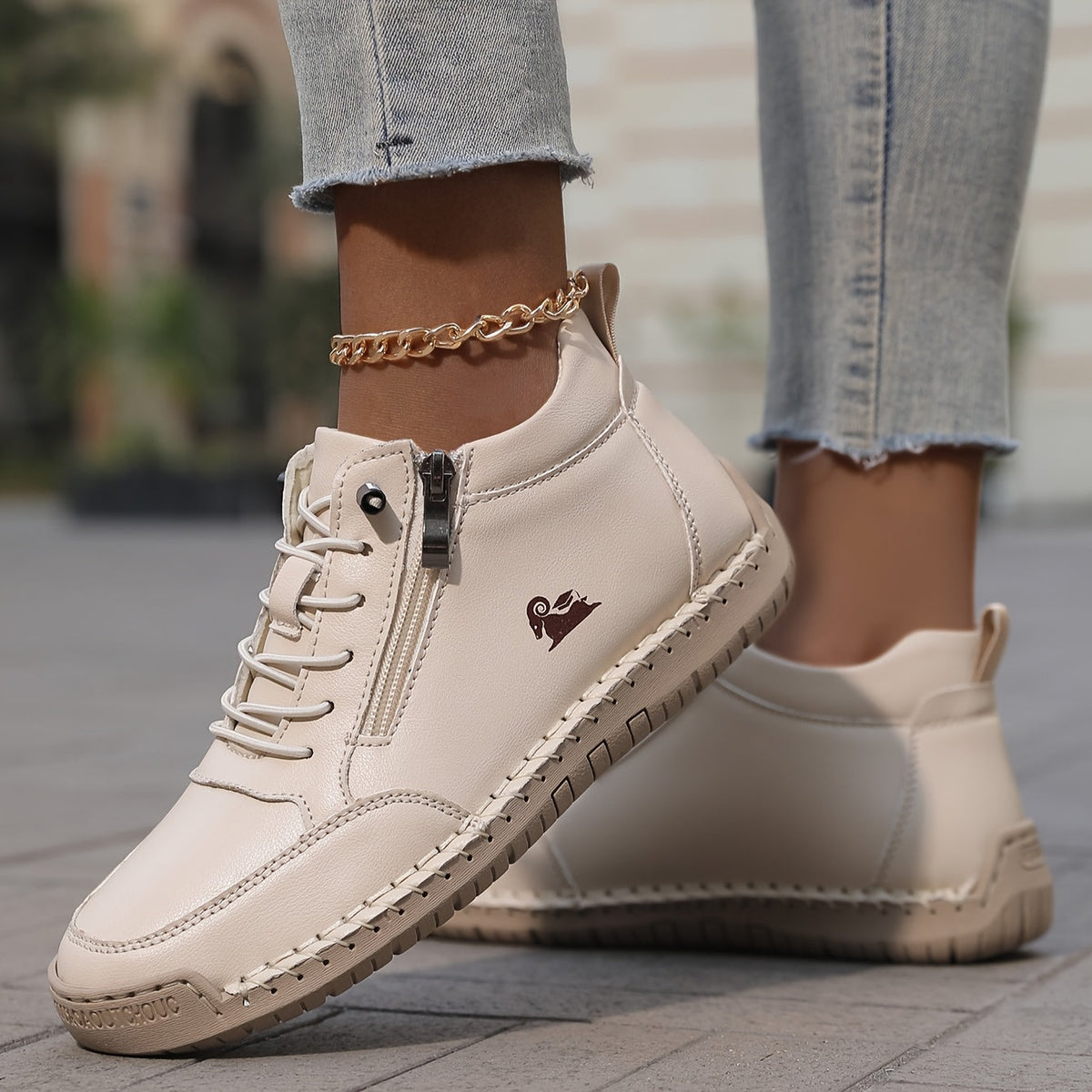 Damen Bequeme Schnür-Knöchel-Sneaker