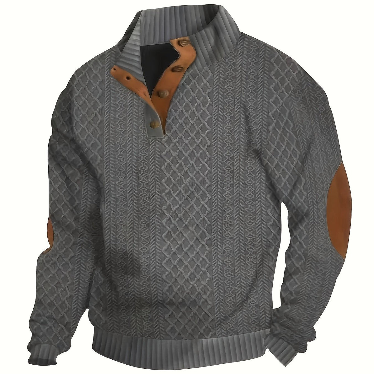 Pullover mit Stehkragen und Knopfleiste im Henley-Stil