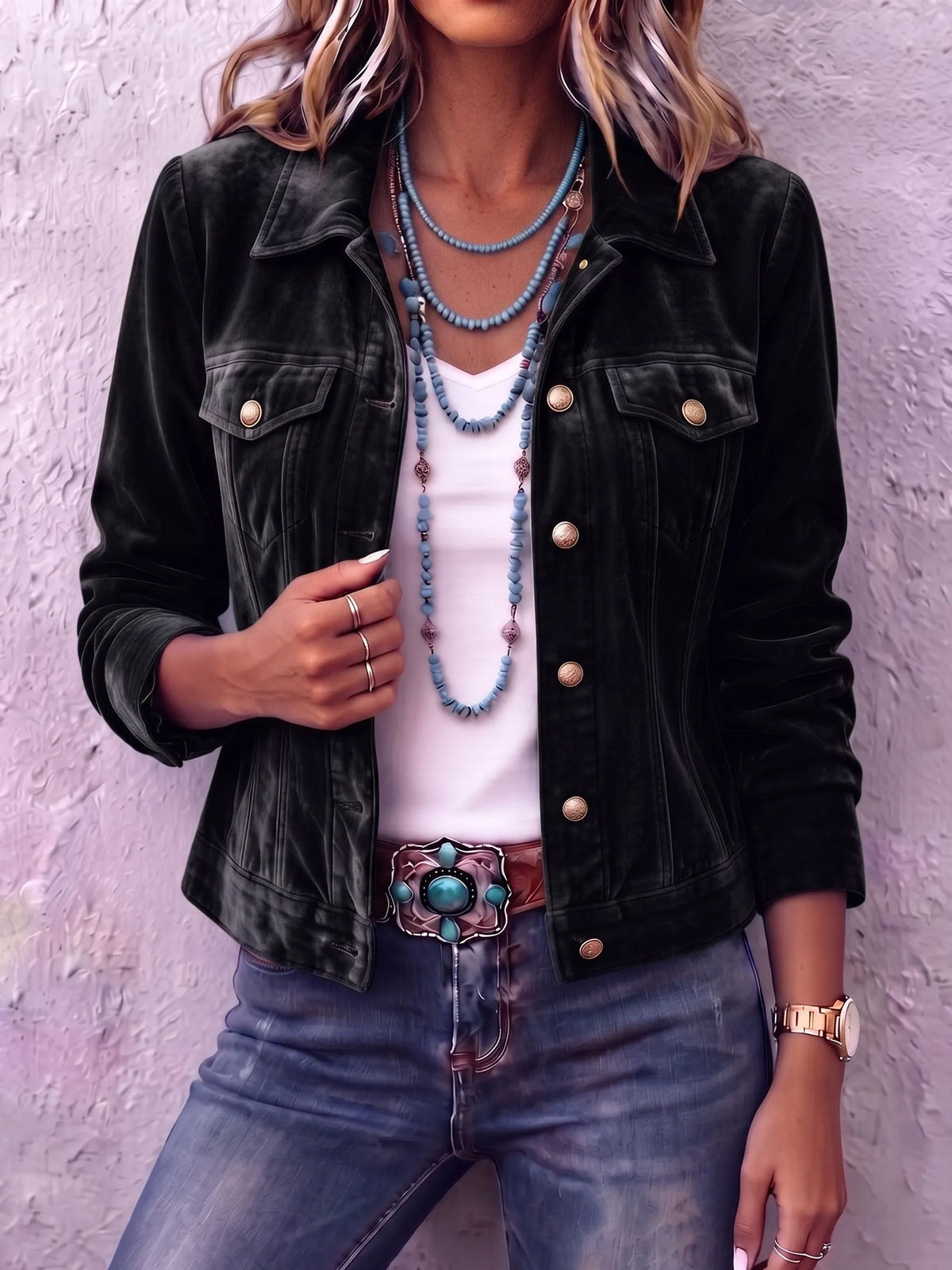 Amandria Vintage Wash Knopfjacke