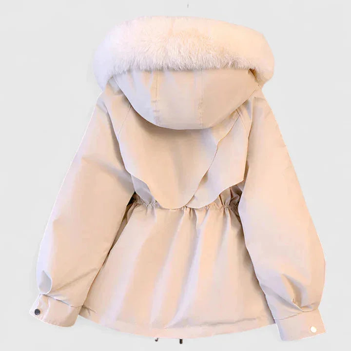 Damen Parka mit Reißverschluss und Kunstfellkapuze mit Besatz