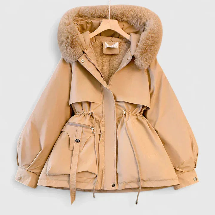 Damen Parka mit Reißverschluss und Kunstfellkapuze mit Besatz