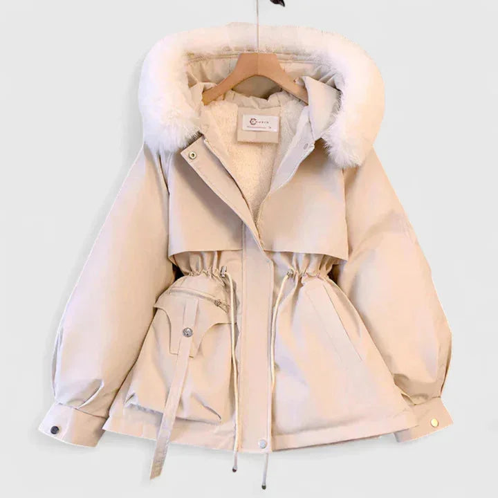 Damen Parka mit Reißverschluss und Kunstfellkapuze mit Besatz